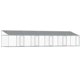 vidaXL Hundezwinger mit Dach und Türen Grau 10x2x2 m Verzinkter Stahl – Bild 1 von 9