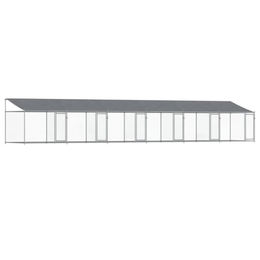 vidaXL Hundezwinger mit Dach und Türen Grau 12x2x2 m Verzinkter Stahl – Bild 1 von 9