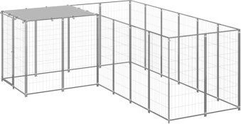 VidaXL Hundezwinger Stahl silber 2,2 m, 3,3 m, 1,1 m – Bild 1 von 3