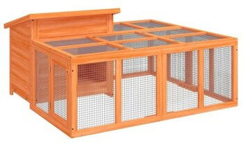 vidaXL Kaninchenstall 144x123x67,5 cm aus Kiefernholz – Bild 1 von 9