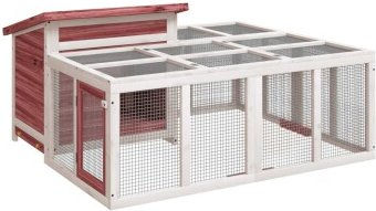 vidaXL Kaninchenstall aus massivem Kiefernholz 144x123x67,5 cm – Bild 1 von 9