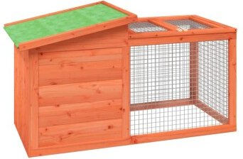 vidaXL Kaninchenstall aus massivem Kiefernholz mit Freilaufgehege und Nistkasten – Bild 1 von 3