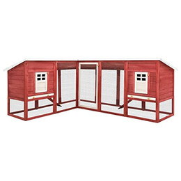 Produktbild von vidaXL Kaninchenstall mit Freilauf Rot und Weiß Tannenholz