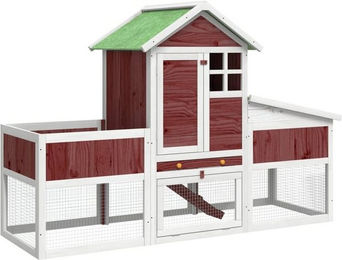 Produktbild von vidaXL Kaninchenstall mit Nistkasten und Freilaufgehege aus Kiefernholz