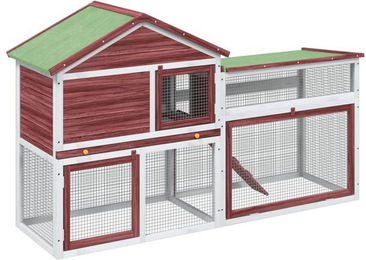 Produktbild von vidaXL Kaninchenstall mit Nistkasten und Freilaufgehege aus massivem Kiefernholz