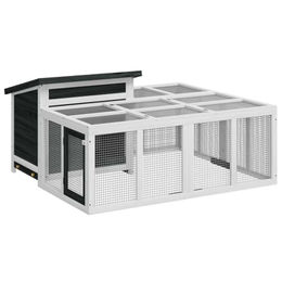 vidaXL Kaninchenstall mit Nistkasten und Freilaufgehege aus massivem Kiefernholz – Bild 1 von 9