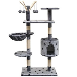 Produktbild von vidaXL Katzen Kratzbaum 125cm Grau mit Pfoten-Aufdruck