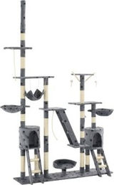 vidaXL Katzenbaum Sisal 230-250cm Grau mit Pfoten-Aufdruck – Bild 1 von 7
