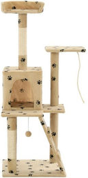 Produktbild von vidaXL Katzenkratzbaum Sisal 120cm Beige mit Pfoten-Aufdruck