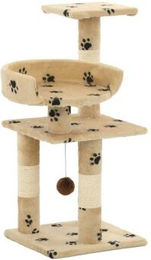 vidaXL Katzenkratzbaum Sisal 65cm mit Pfoten-Aufdruck Beige – Bild 1 von 8