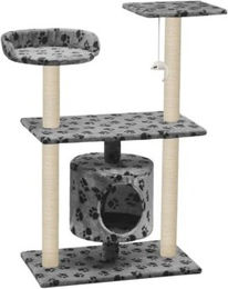 vidaXL Katzenkratzbaum Sisal 95cm Grau mit Pfoten-Aufdruck – Bild 1 von 9