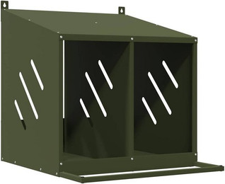 Produktbild von vidaXL Kleintierkäfig Hühner-Nistkasten mit 2 Fächern Olivgrün Metall