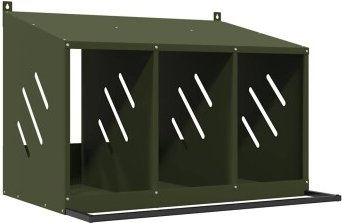 vidaXL Kleintierkäfig Hühner-Nistkasten mit 3 Fächern Olivgrün Metall – Bild 1 von 9