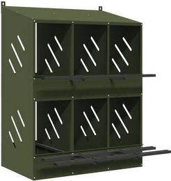 vidaXL Kleintierkäfig Hühner-Nistkasten mit 6 Fächern Olivgrün Metall – Bild 1 von 9