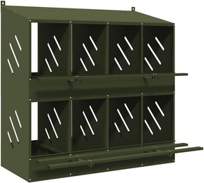 Produktbild von vidaXL Kleintierkäfig Hühner-Nistkasten mit 8 Fächern Olivgrün Metall
