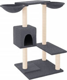 vidaXL Kratzbaum Katzenbaum mit 2 Häusern und Sisal-Kratzsäulen Dunkelgrau – Bild 1 von 8