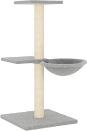 Produktbild von vidaXL Kratzbaum Katzenbaum mit Sisal-Kratzsäulen und Korb Hellgrau
