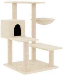vidaXL Kratzbaum Katzenbaum mit Sisal Kratzsäulen und Kuschelhöhle Creme – Bild 1 von 8