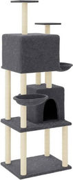 Produktbild von vidaXL Kratzbaum Katzenbaum mit Sisal-Kratzsäulen und Kuschelhöhlen Dunkelgrau
