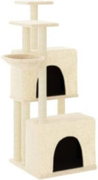 vidaXL Kratzbaum Katzenbaum mit Sisal Kratzsäulen und weichem Plüsch Creme – Bild 1 von 8