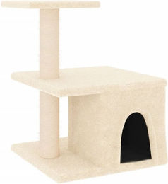 Produktbild von vidaXL Kratzbaum Katzenbaum mit Sisal-Kratzsäulen und weichem Plüsch Creme