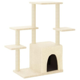 Produktbild von vidaXL Kratzbaum Katzenbaum mit Sisal-Kratzsäulen und weichem Plüsch Creme