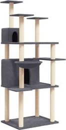 vidaXL Kratzbaum Katzenbaum mit Sisal-Kratzsäulen und weichem Plüsch Dunkelgrau – Bild 1 von 8