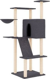 vidaXL Kratzbaum Katzenbaum mit Sisal-Kratzsäulen und weichem Plüsch Dunkelgrau – Bild 1 von 9