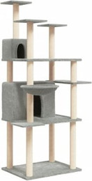 Produktbild von vidaXL Kratzbaum Katzenbaum mit Sisal-Kratzsäulen und weichem Plüsch Hellgrau