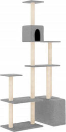 Produktbild von vidaXL Kratzbaum Katzenbaum mit Sisal-Kratzsäulen und weichem Plüsch Hellgrau