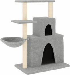 vidaXL Kratzbaum Katzenbaum mit Sisal-Kratzsäulen und weichem Plüsch Hellgrau – Bild 1 von 8
