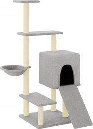 Produktbild von vidaXL Kratzbaum Katzenbaum mit Sisal-Kratzsäulen und weichem Plüsch Hellgrau