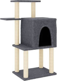vidaXL Kratzbaum mit Sisal-Kratzsäule und Katzenhöhle Dunkelgrau – Bild 1 von 9
