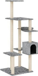vidaXL Kratzbaum mit Sisal-Kratzsäule und Katzenhöhle Hellgrau 142 cm – Bild 1 von 7