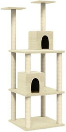 VidaXL Kratzbaum mit Sisal-Kratzsäulen Creme 141 cm – Bild 1 von 8