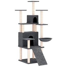 Produktbild von VidaXL Kratzbaum mit Sisal-Kratzsäulen Dunkelgrau 154 cm
