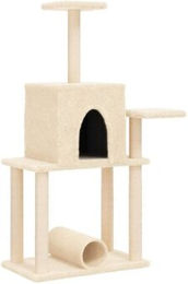 vidaXL Kratzbaum mit Sisal-Kratzsäulen und Katzenhöhle Creme – Bild 1 von 8