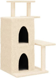 Produktbild von vidaXL Kratzbaum mit Sisal-Kratzsäulen und Katzenhöhle Creme 97 cm