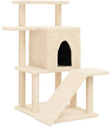 Produktbild von vidaXL Kratzbaum mit Sisal-Kratzsäulen und Katzenhöhle Creme 97 cm