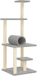 Produktbild von vidaXL Kratzbaum mit Sisal-Kratzsäulen und Katzenhöhle Hellgrau 136 cm