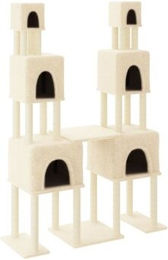 vidaXL Kratzbaum mit Sisal-Kratzsäulen und weichem Plüsch, Creme – Bild 1 von 7