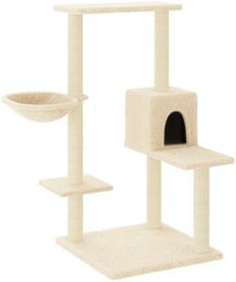 vidaXL Kratzbaum mit Sisal-Kratzsäulen und weichem Plüsch, Creme – Bild 1 von 8