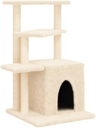 Produktbild von vidaXL Kratzbaum mit Sisal-Kratzsäulen und weichem Plüsch, Creme