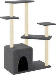 Produktbild von vidaXL Kratzbaum mit Sisal-Kratzsäulen und weichem Plüsch Dunkelgrau