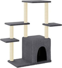 vidaXL Kratzbaum mit Sisal-Kratzsäulen und weichem Plüsch Dunkelgrau – Bild 1 von 7