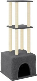 vidaXL Kratzbaum mit Sisal-Kratzsäulen und weichem Plüsch Dunkelgrau – Bild 1 von 3
