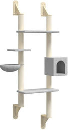 Produktbild von vidaXL Kratzbaum Wandmontage mit Sisal-Kratzsäule Hellgrau