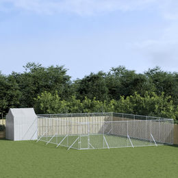 Produktbild von vidaXL Outdoor Hundezwinger mit Dach aus verzinktem Stahl