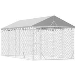 vidaXL Outdoor Hundezwinger mit Dach aus verzinktem Stahl – Bild 1 von 7