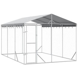 vidaXL Outdoor Hundezwinger mit Dach aus verzinktem Stahl – Bild 1 von 8